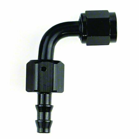 SPEEDFX HOSE ENDS Full Swivel; Push On; -6AN; 90 Degree; Anodized; Black; Aluminum; Single 520690BK